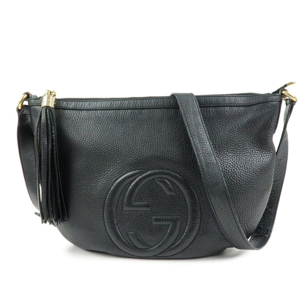 Gucci Soho Interlocking G Leather Shoulder Bag Black